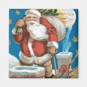 Aimant Père Noël vintage avec Lune