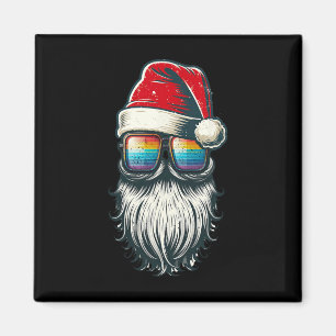 Aimant Père Noël Vintage vitres arc-en-ciel Noël Santa Ha