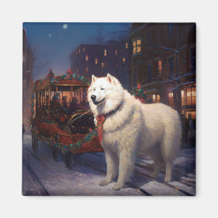 Aimant Période de fêtes de Noël Samoyède