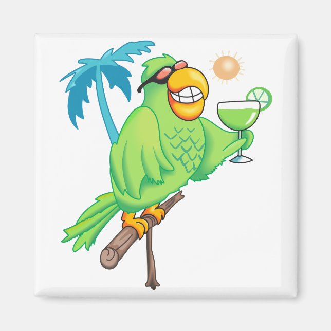 Aimant Perroquet Avec Cocktail (Devant)