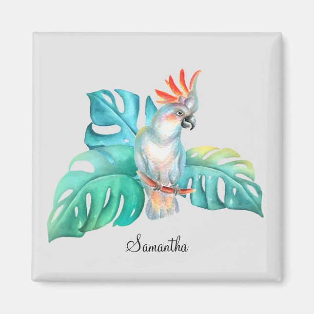 Aimant Perroquet de Cockatoo tropical personnalisé (Devant)
