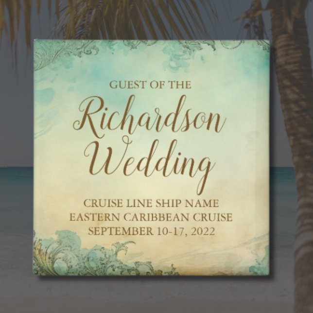 Aimant Personalized Cruise Wedding Guest Keepsake (Personalized cruise door magnet for wedding guests)