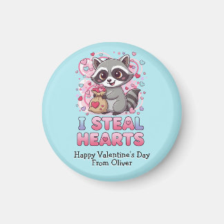 Aimant Personalized Cute Raccoon Classroom Valentine
