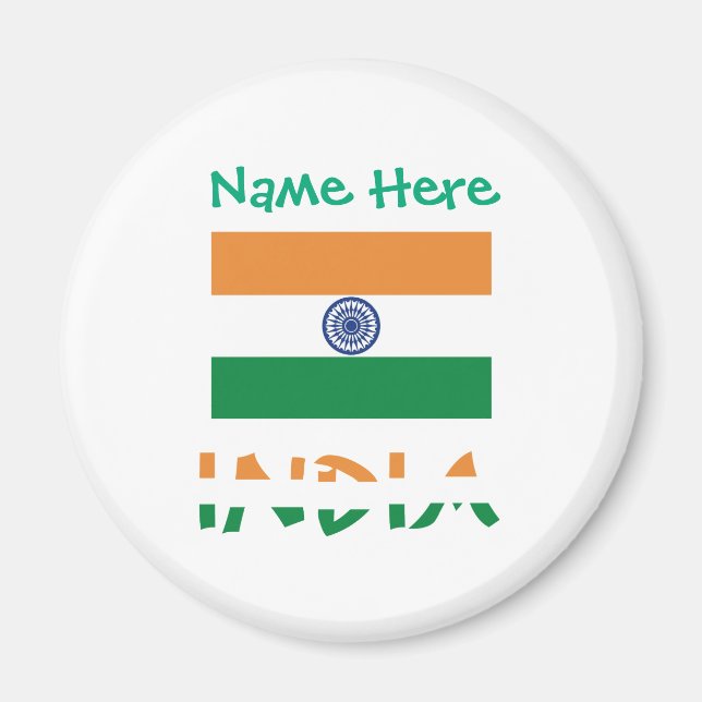 Aimant Personalized India Flag Round (Devant)