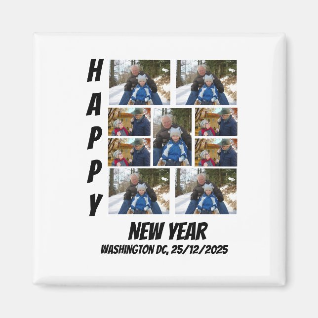 Aimant Personalized New year 9 Photo Collage  (Devant)