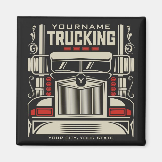 Aimant Personalized Trucking 18 Wheeler BIG Trucker (Devant)