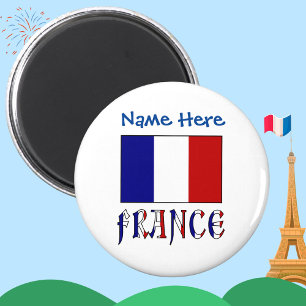 Aimant Personnalisation Bleue Drapeau Français et France 