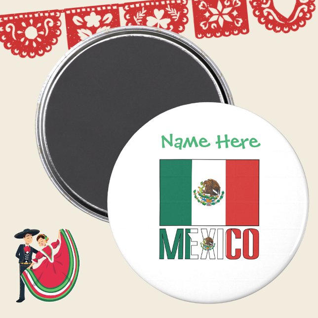 Aimant Personnalisation verte du drapeau mexicain (Créateur téléchargé)