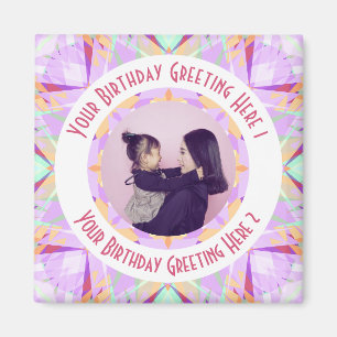Aimant Personnalisé Anniversaire Étoile violet rose photo