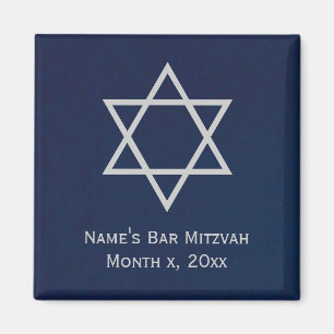 Aimant personnalisé Bar Mitzvah - bleu et argent