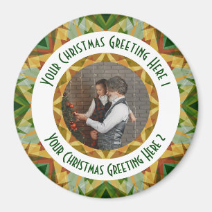 Aimant Personnalisé Christmas Star Jolly Green Photo Grey