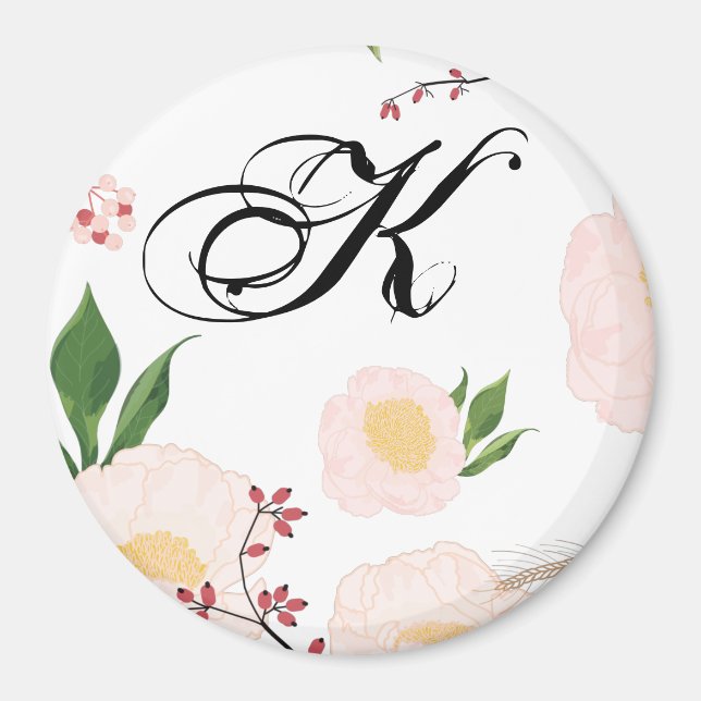 Aimant personnalisé Fleurs florales blanches sur b (Devant)