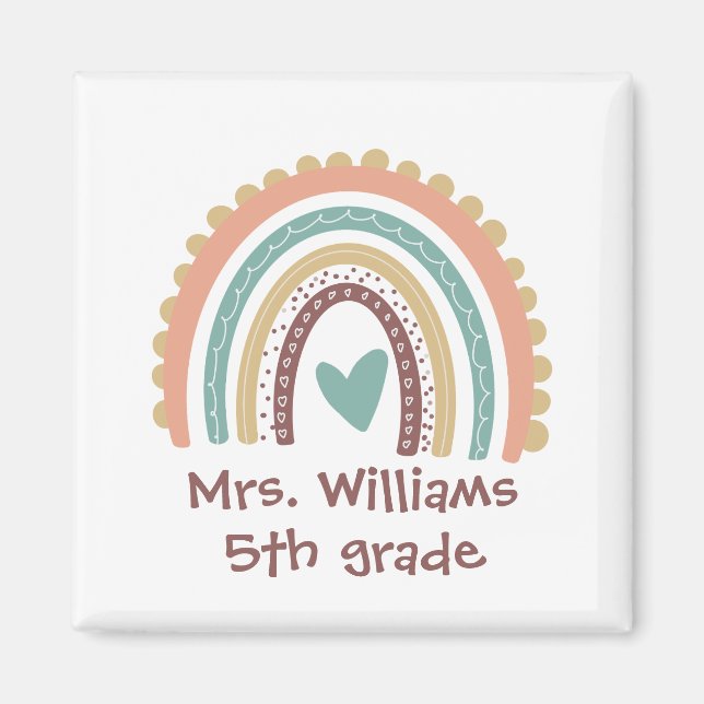 Aimant Personnalisé Moderne Cute Rainbow Enseignant (Devant)