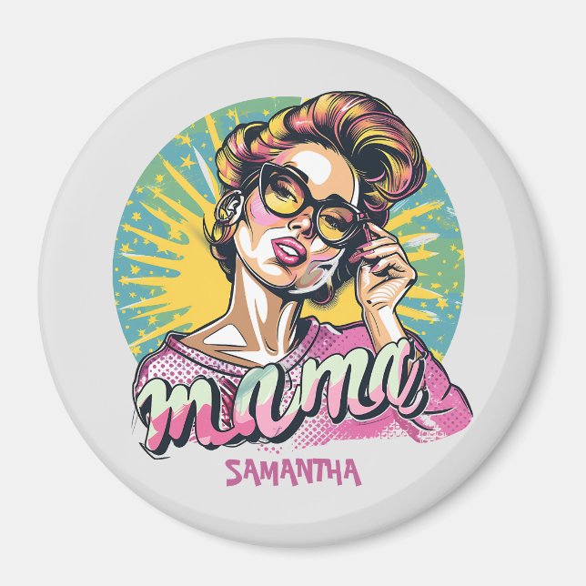Aimant Personnalisé Retro Mama Pop Art (16) (Devant)