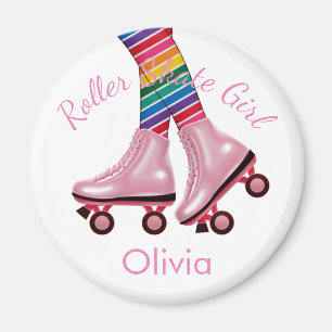 Aimant Personnaliser - Patineuse à rouleaux roses