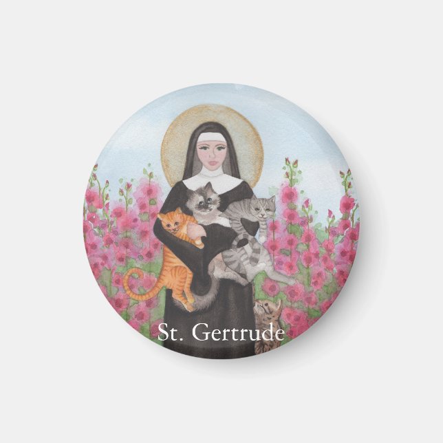 Aimant Personnaliser St Gertrude Patron d'aquarelle des c (Devant)
