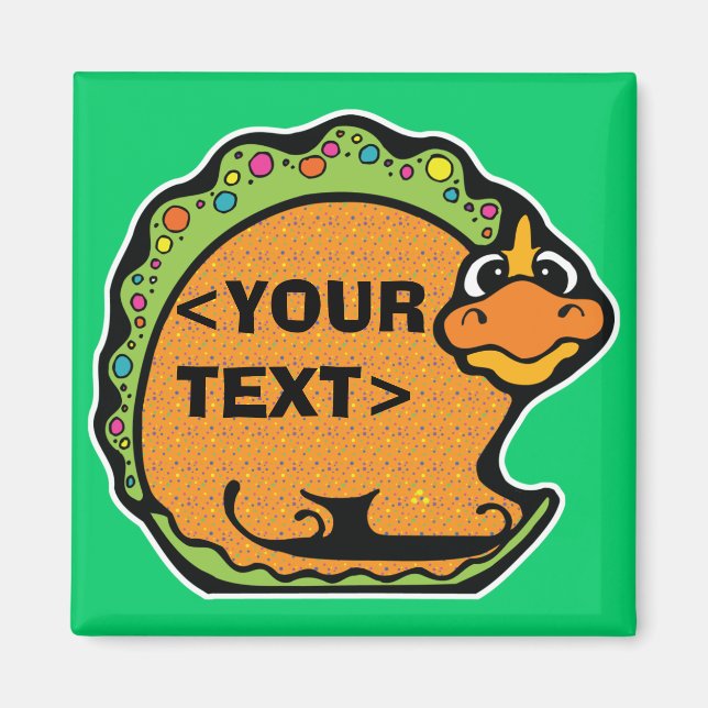 Aimant Personnaliser un dinosaure,<YOUR TEXT> (Devant)