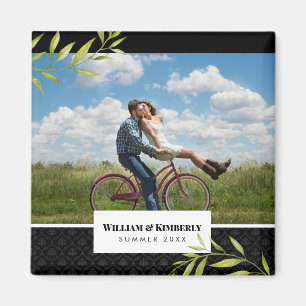 Aimant Personnalisez votre photo avec laurier et damas