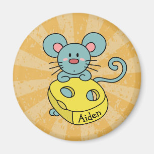 Aimant Personnalité de Cute Blue Mouse et Cheese