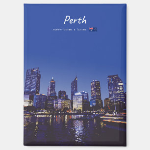 Aimant Perth, Australie - Ciel nocturne de la ville à pla