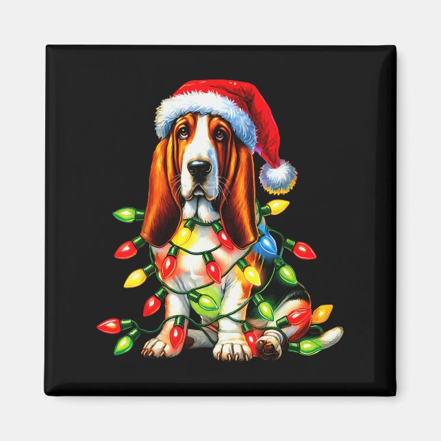 Aimant Pet Animal Bet Hound Dog Lover Santa Hat Christmas (Devant)