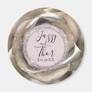 Aimant Pétales Roses en argent Glittery Personnalisé