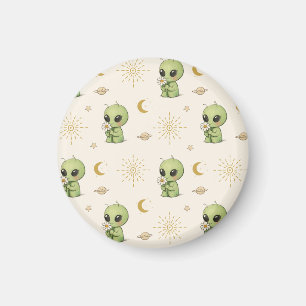 Aimant Petit Alien Sent une Fleur pour la Première Fois
