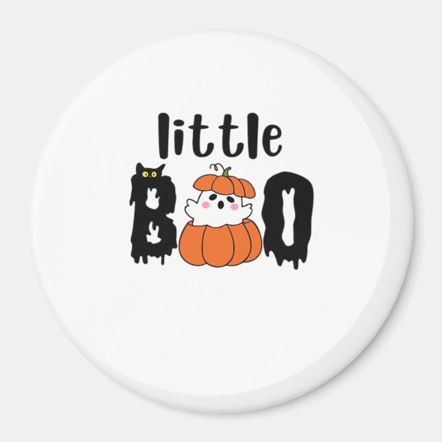 Aimant Petit Boo Chouette Halloween Citrouille Chat Style (Devant)