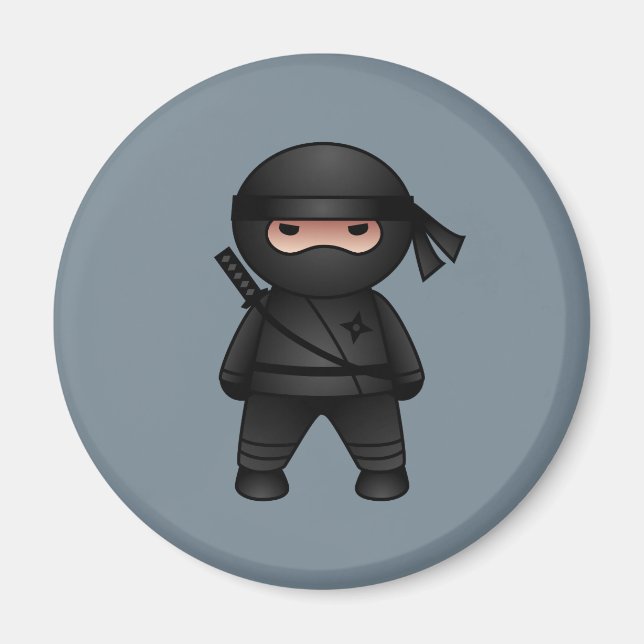 Aimant Petit guerrier de Ninja sur Grey (Devant)