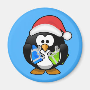 Aimant Petit manchot de Noël animé