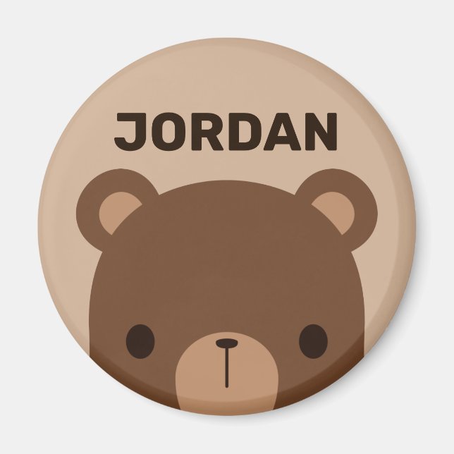 Aimant Petit ours Brown mignon avec nom personnalisé (Devant)