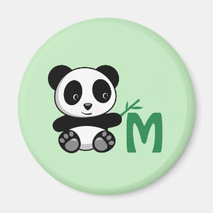 Aimant Petit panda mignon avec Monogramme à bâtonnet de b