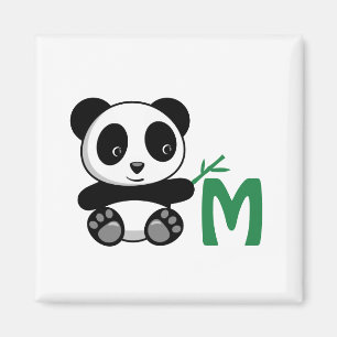 Aimant Petit panda mignon avec Monogramme à bâtonnet de b