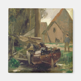 Aimant Petit port avec un bateau