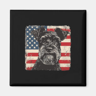 Aimant Petit Schnauzer Chien Patriotique 4 juillet Cadeau