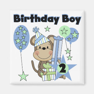 Aimant Petit Singe Avec Cadeaux T-shirts 2e Anniversaire