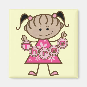 Aimant Petite fille 3e anniversaire Tshirts et cadeaux