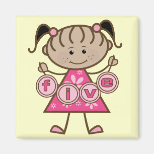Aimant Petite fille 5e anniversaire Tshirts et cadeaux