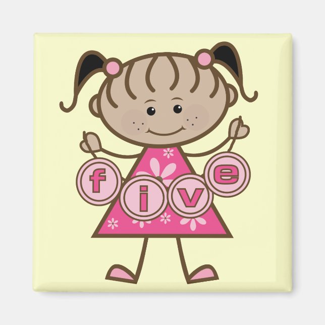 Aimant Petite fille 5e anniversaire Tshirts et cadeaux (Devant)