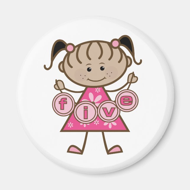 Aimant Petite fille 5e anniversaire Tshirts et cadeaux (Devant)