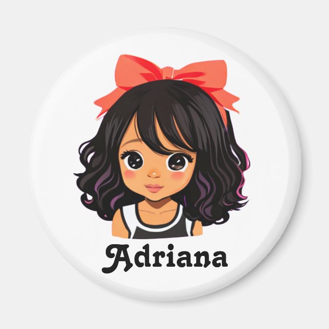 Aimant Petite fille de couleur personnalisée (Devant)