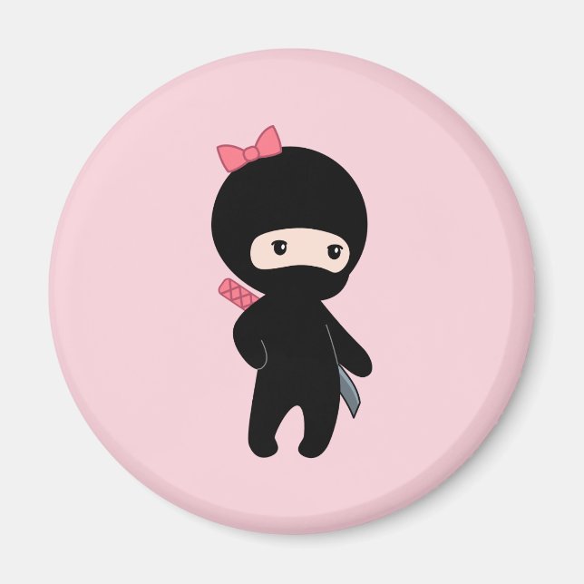 Aimant Petite fille Ninja rose (Devant)