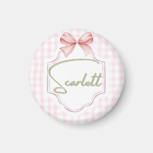 Aimant Petite fille Scarlett personnalisée En vichy