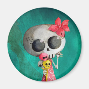 Aimant Petite Miss Mort avec crème glacée Halloween