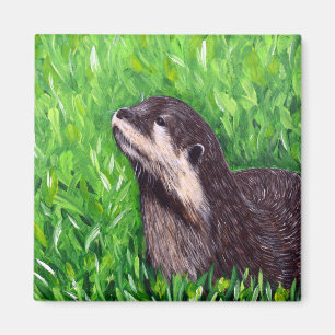 Aimant Petite peinture de loutre de rivière