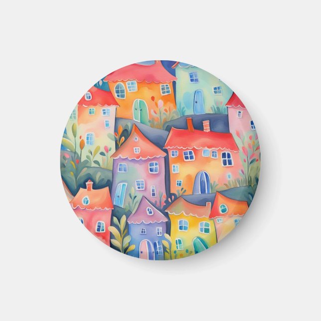 Aimant Petites maisons pastel de couleur douce, couleur p (Devant)