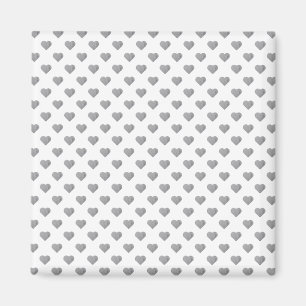 Aimant Petits Coeurs Gris Béton Symétrique sur Blanc
