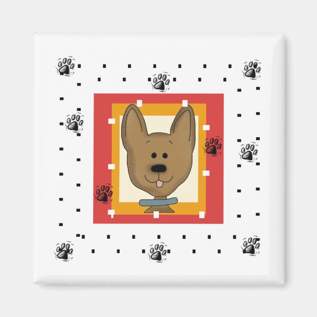 Aimant Petits T-shirts et cadeaux de chienchien de Brown (Devant)