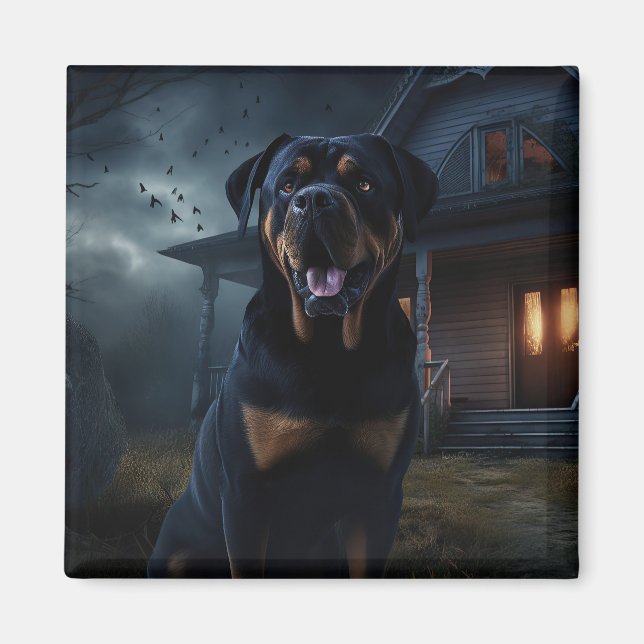Aimant Peur d'Halloween Rottweiler (Devant)
