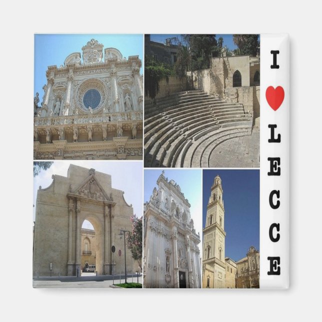 Aimant PGL031 LECCE, SALENTO, I Love, Apulia, Frigo (Devant)